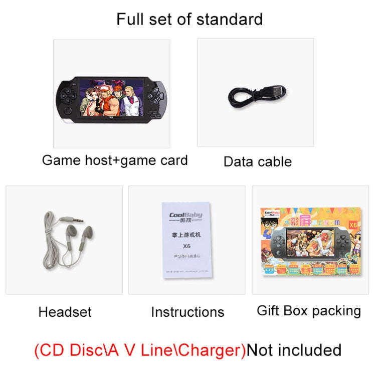 X6 4.3 inch Screen Retro Portable Game Console with 3MP Camera, Built-in 10000 Games, Supports E-...