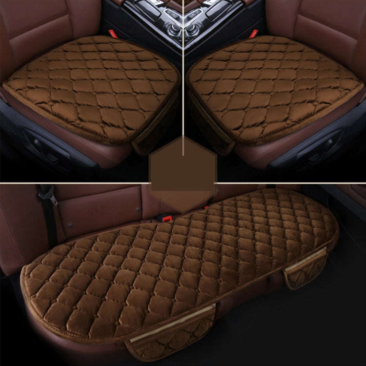 3 PCS / Set Luxurious Warm Car Seat Cover Cushion Universal Front Back Seat Covers Car Non-slip C...