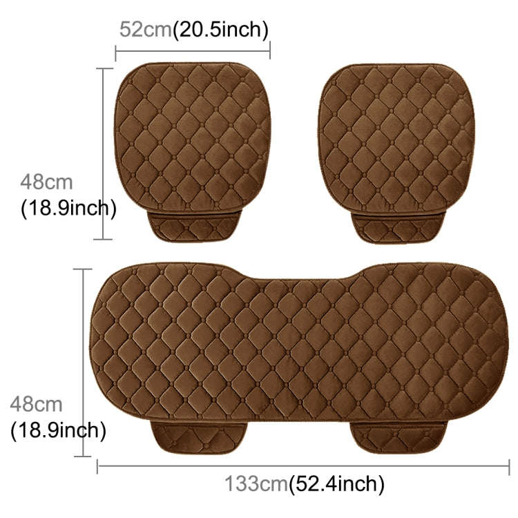 3 PCS / Set Luxurious Warm Car Seat Cover Cushion Universal Front Back Seat Covers Car Non-slip C...