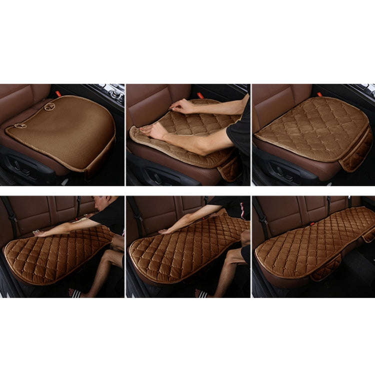 3 PCS / Set Luxurious Warm Car Seat Cover Cushion Universal Front Back Seat Covers Car Non-slip C...