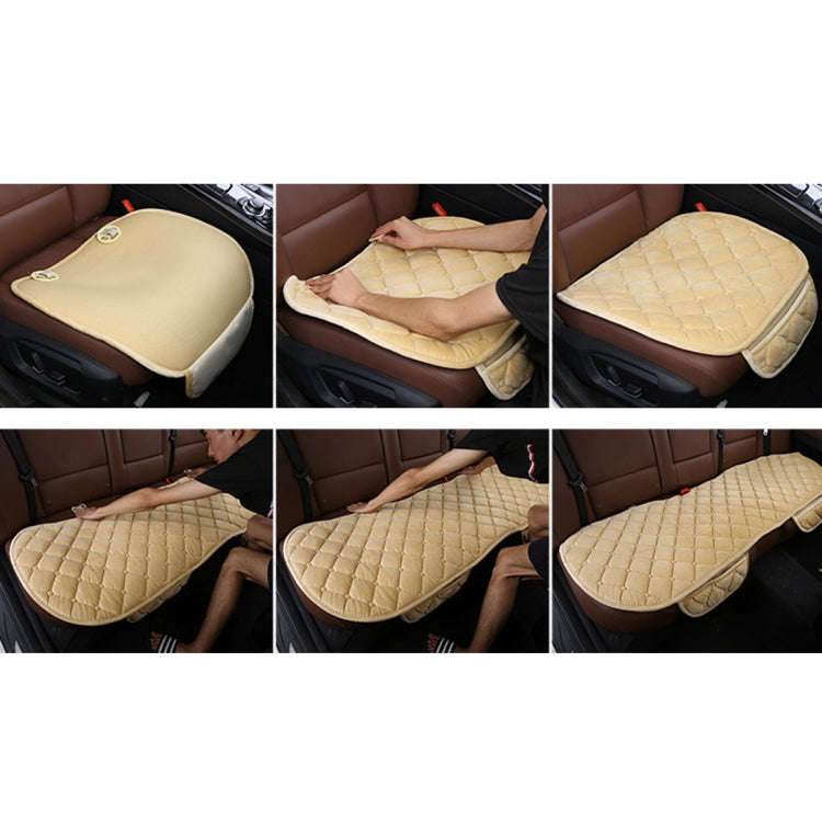 3 PCS / Set Luxurious Warm Car Seat Cover Cushion Universal Front Back Seat Covers Car Non-slip C...