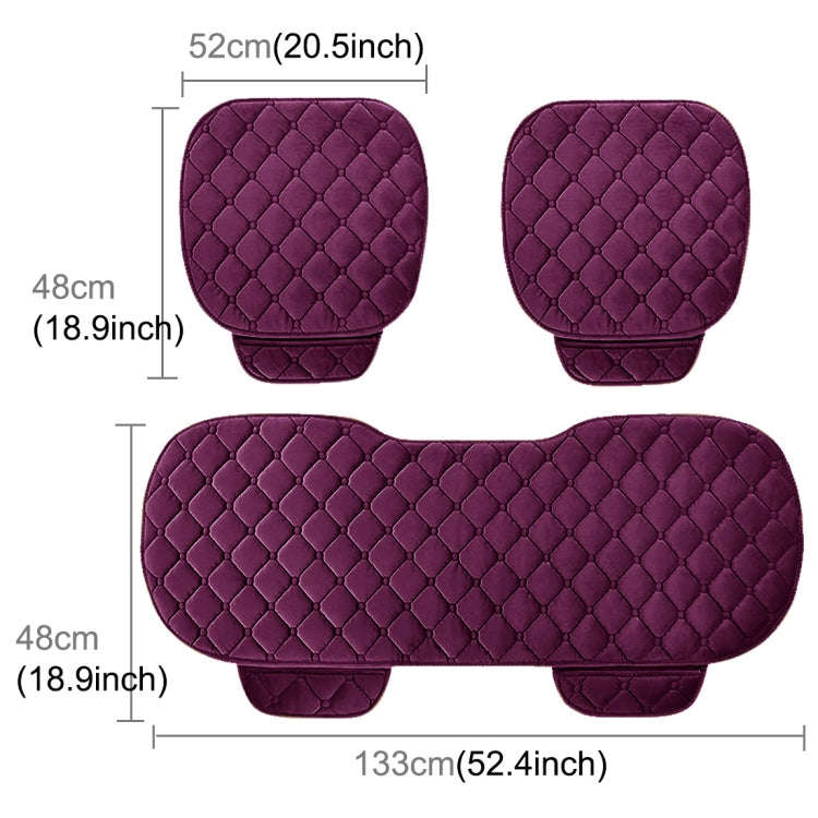3 PCS / Set Luxurious Warm Car Seat Cover Cushion Universal Front Back Seat Covers Car Non-slip C...