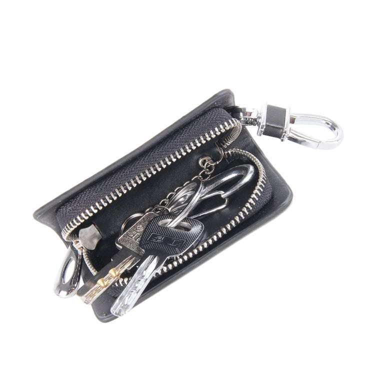 Universal Leather Carbon Fiber Texture Waist Hanging Zipper Wallets Key Holder Bag (No Include Ke...