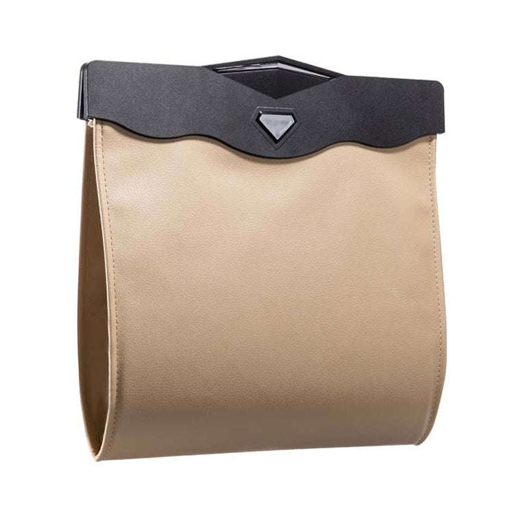 Car Multifunctional LED Design Hanging Folding Garbage Bin Storage Box (Khaki)