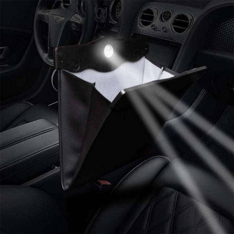 Car Multifunctional LED Design Hanging Folding Garbage Bin Storage Box (Khaki)