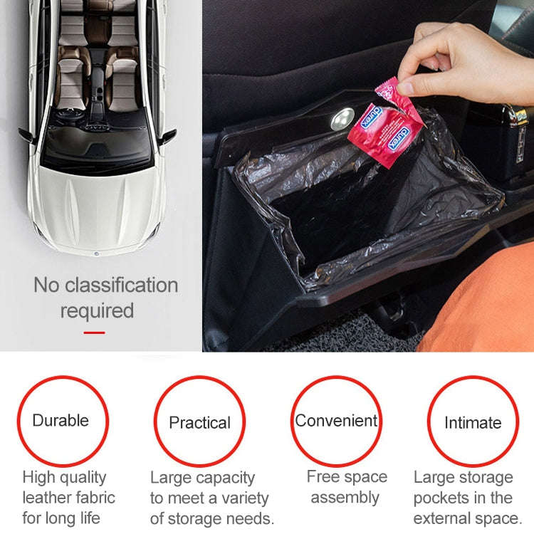 Car Multifunctional LED Design Hanging Folding Garbage Bin Storage Box (Khaki)