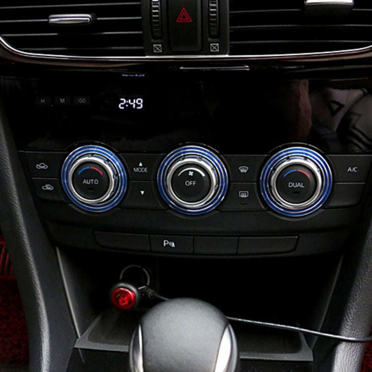 3 PCS Car Aluminum Air Conditioner Knob Case For ATENZA(Blue)