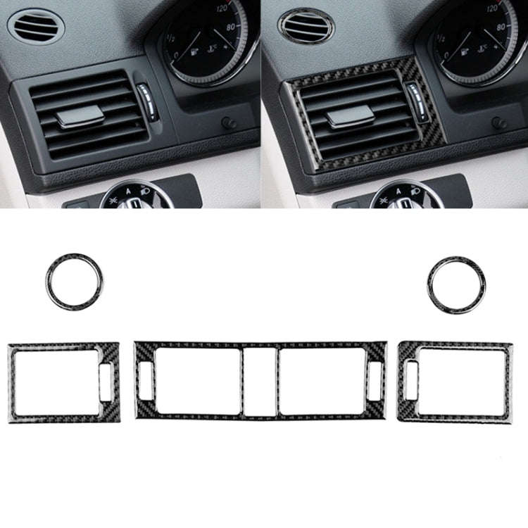 Car Carbon Fiber Air Outlet Ring + Intermediate Air Outlet + Side Air Outlet Panel Decorative Sti...