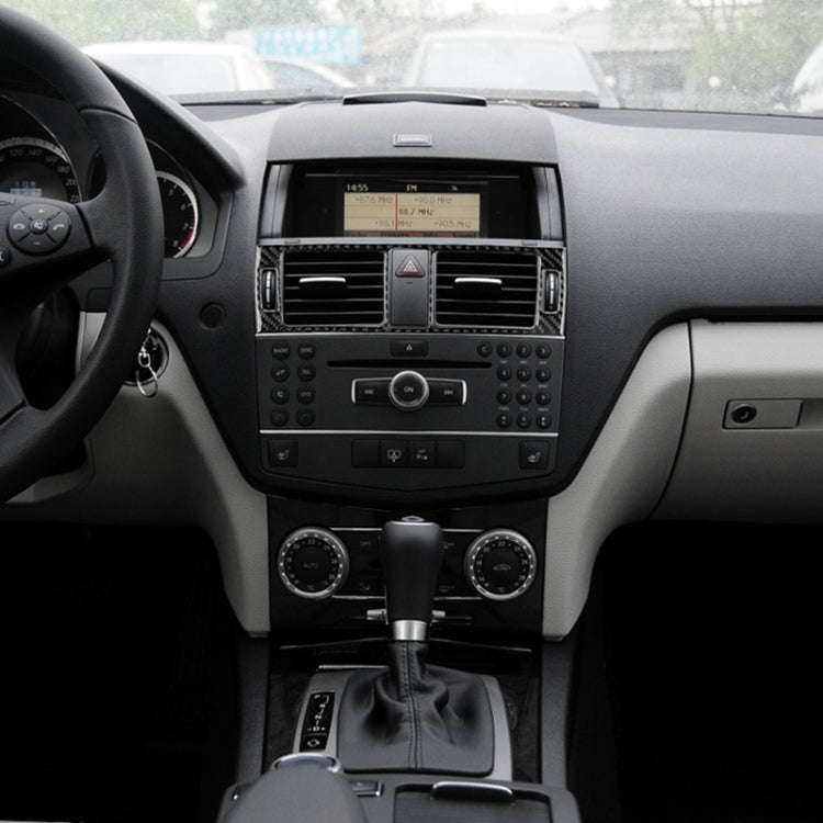 Car Carbon Fiber Air Outlet Ring + Intermediate Air Outlet + Side Air Outlet Panel Decorative Sti...