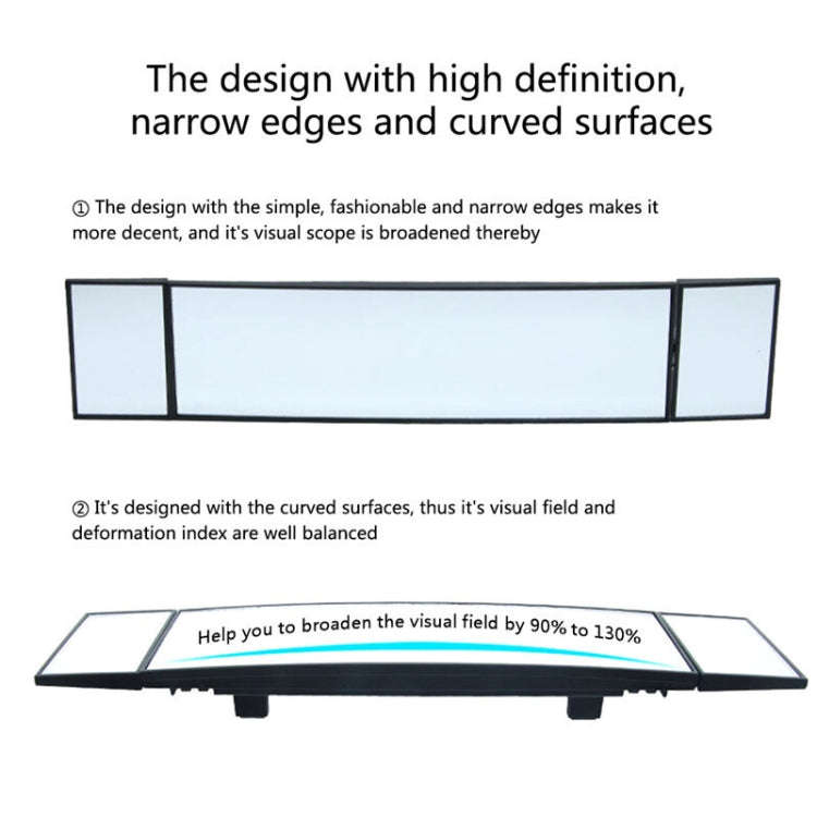 SHUNWEI Large Car Three-Fold Curve Surface Rear View Mirror Reverse Wide Angle Adjustable Angle A...
