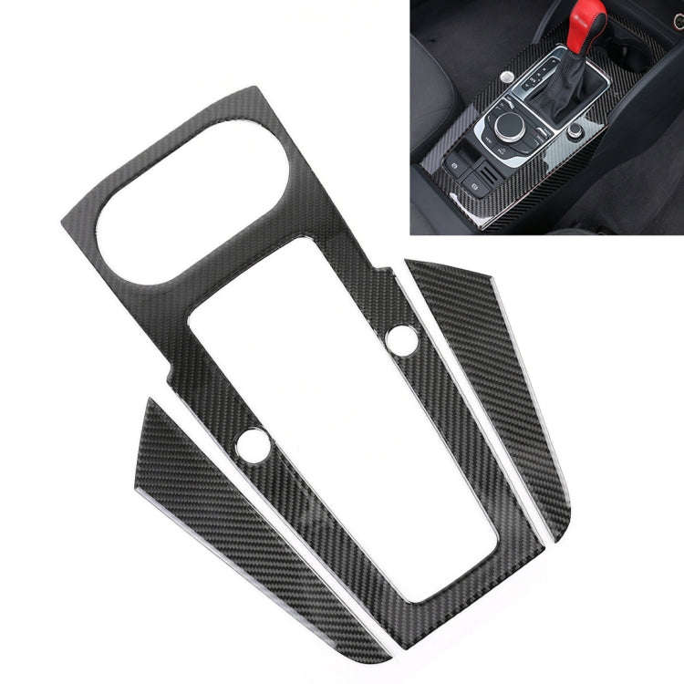 3 PCS Car Carbon Fiber Gear Panel Decorative Sticker for Audi A3 2014-2018, with Engine Start But...
