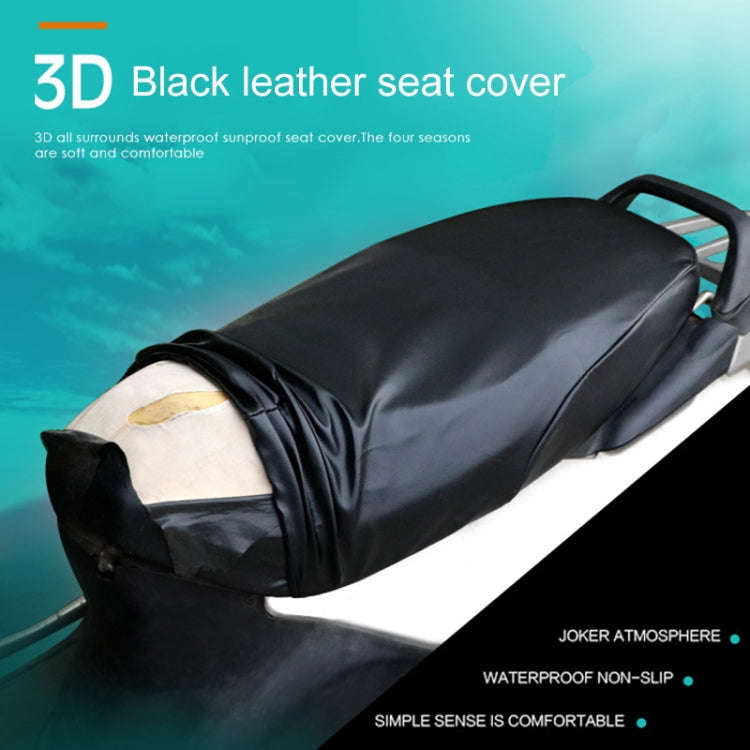 Waterproof Motorcycle Black Leather Seat Cover Prevent Bask In Seat Scooter Cushion Protect, Size...