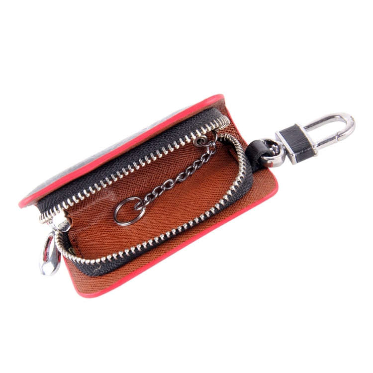 Universal Leather Roots Texture Waist Hanging Zipper Wallets Key Holder Bag (No Include Key)(Red)