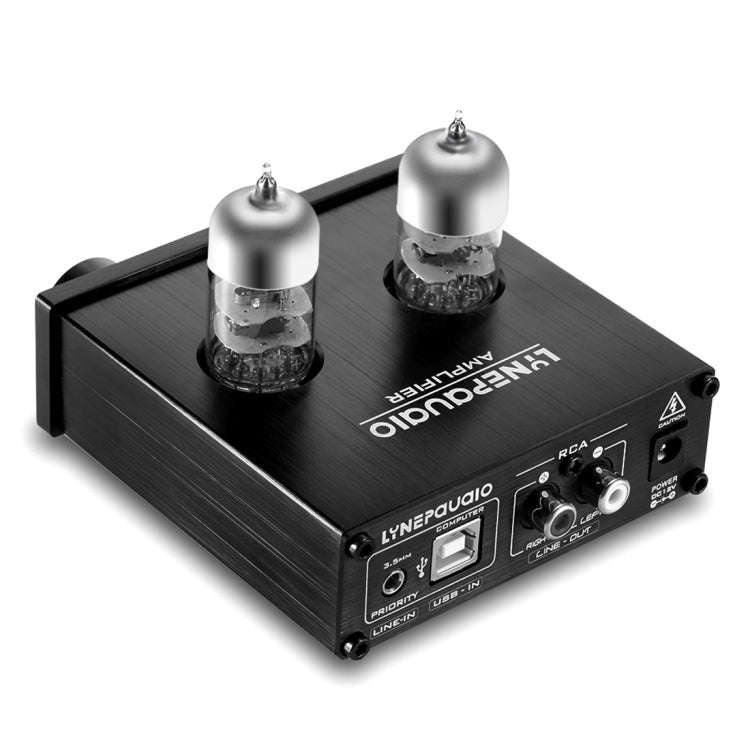 LINEPAUDIO A962 HiFi 6J9 Vacuum Tube Power Headphone Amplifier USB ASIO Sound Card(Black)
