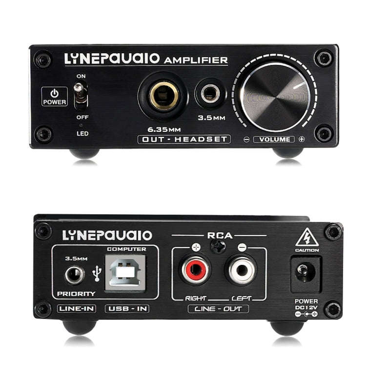 LINEPAUDIO A962 HiFi 6J9 Vacuum Tube Power Headphone Amplifier USB ASIO Sound Card(Black)