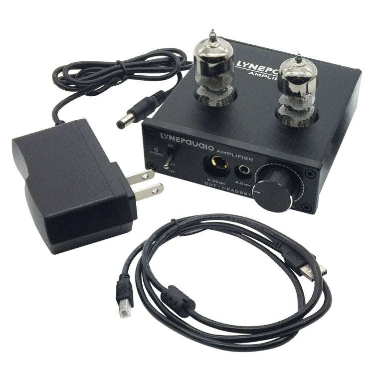 LINEPAUDIO A962 HiFi 6J9 Vacuum Tube Power Headphone Amplifier USB ASIO Sound Card(Black)