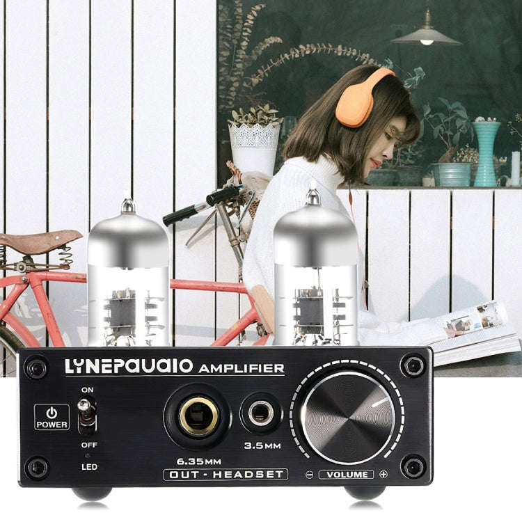 LINEPAUDIO A962 HiFi 6J9 Vacuum Tube Power Headphone Amplifier USB ASIO Sound Card(Black)