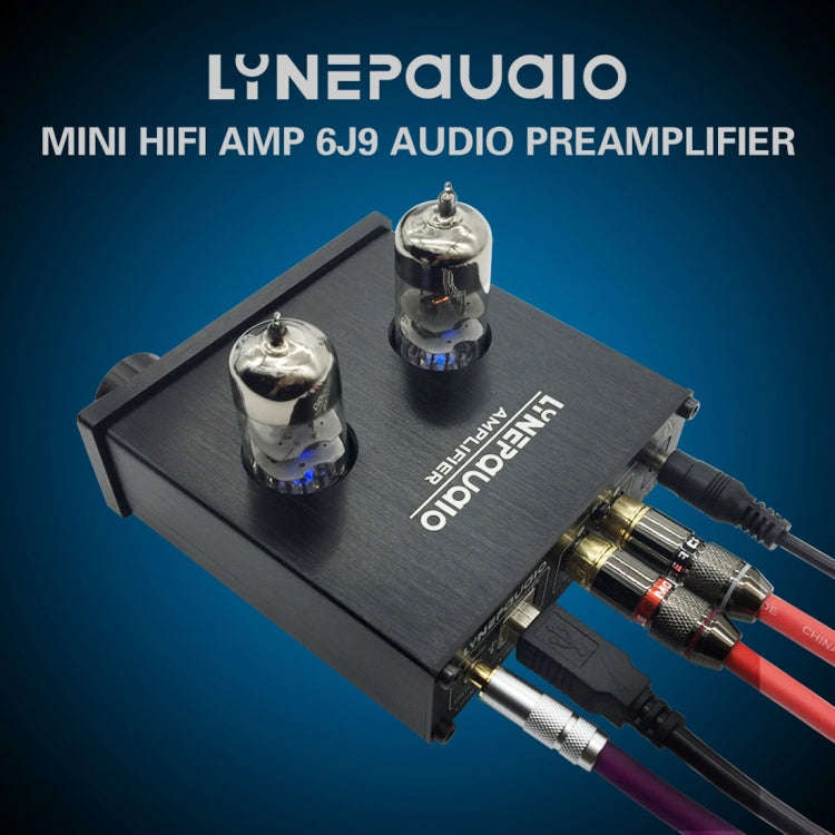 LINEPAUDIO A962 HiFi 6J9 Vacuum Tube Power Headphone Amplifier USB ASIO Sound Card(Black)