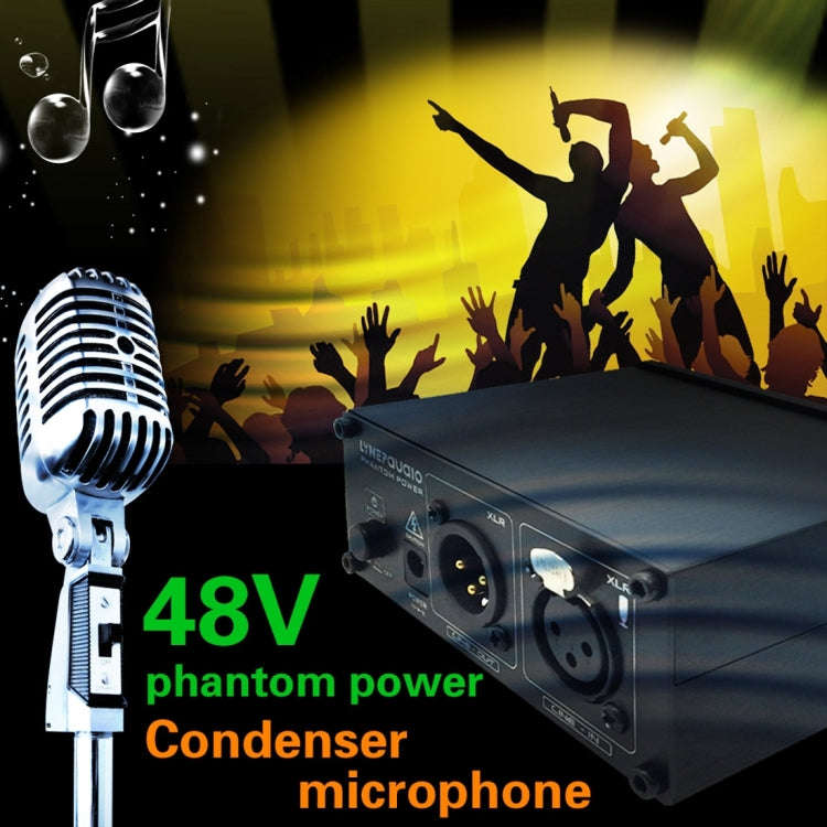 LINEPAUDIO A963 48V Pro Condenser Microphone Phantom Power Source(Black)