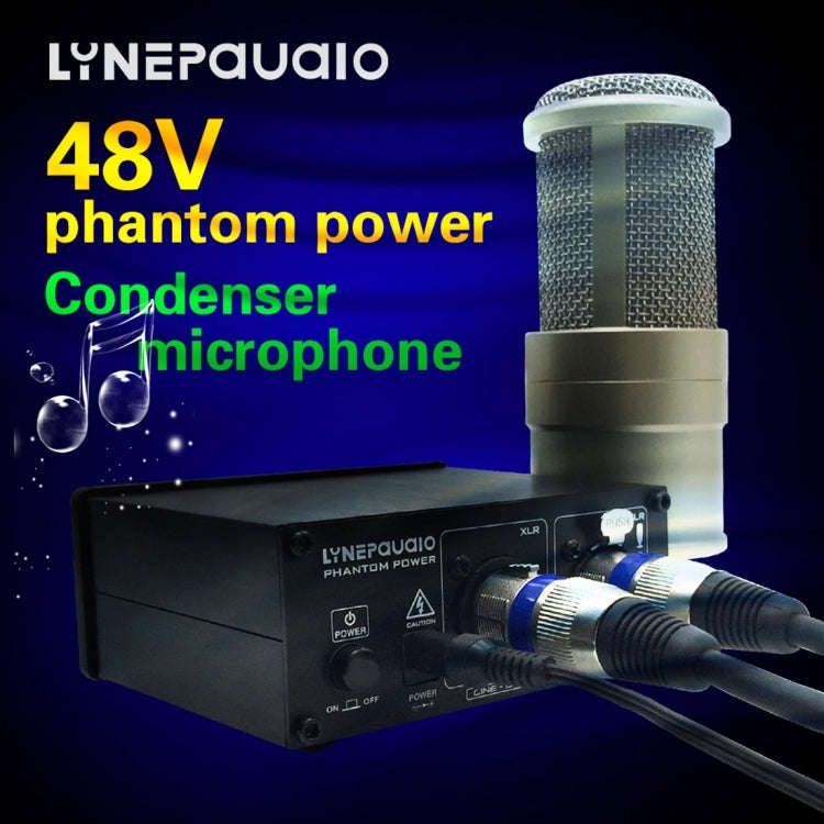 LINEPAUDIO A963 48V Pro Condenser Microphone Phantom Power Source(Black)