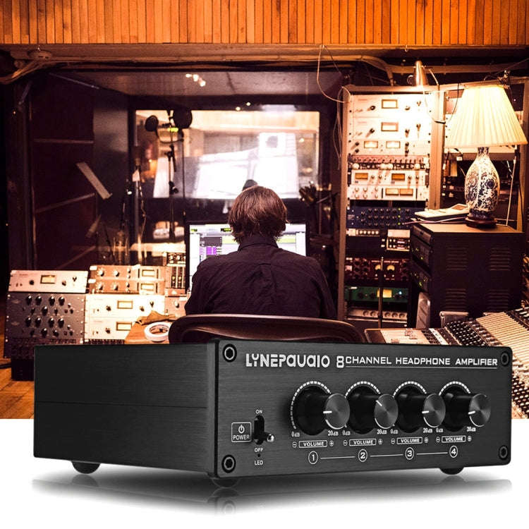 LINEPAUDIO A966 Pro Eight-channel Headphone Amplifier  Headphone Distributer Signal Amplifier(Black)