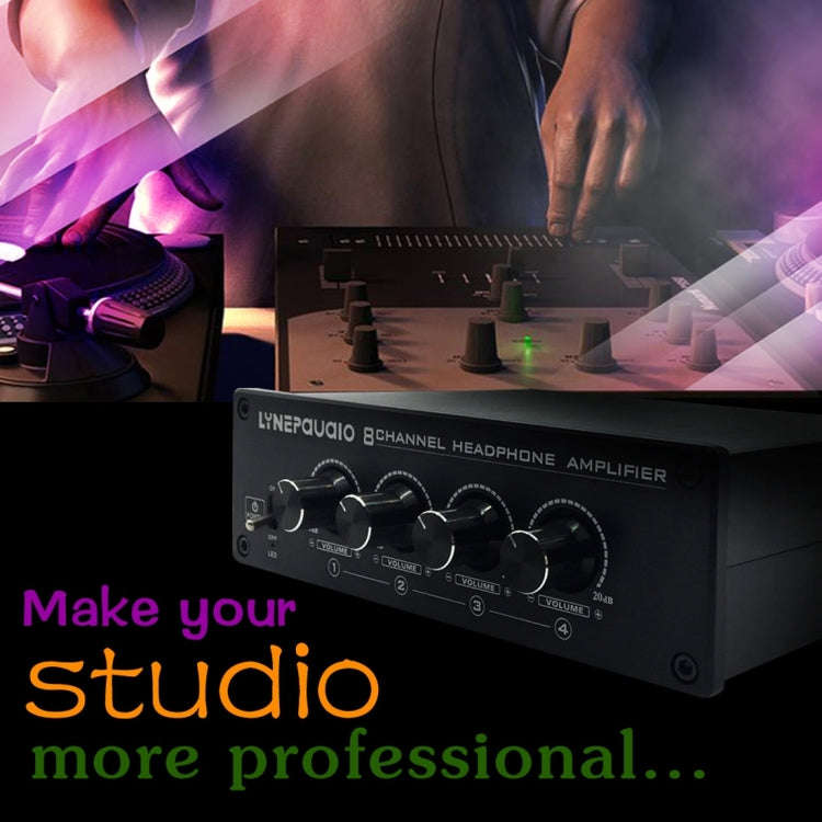 LINEPAUDIO A966 Pro Eight-channel Headphone Amplifier  Headphone Distributer Signal Amplifier(Black)