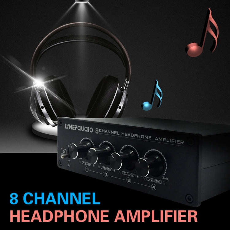LINEPAUDIO A966 Pro Eight-channel Headphone Amplifier  Headphone Distributer Signal Amplifier(Black)