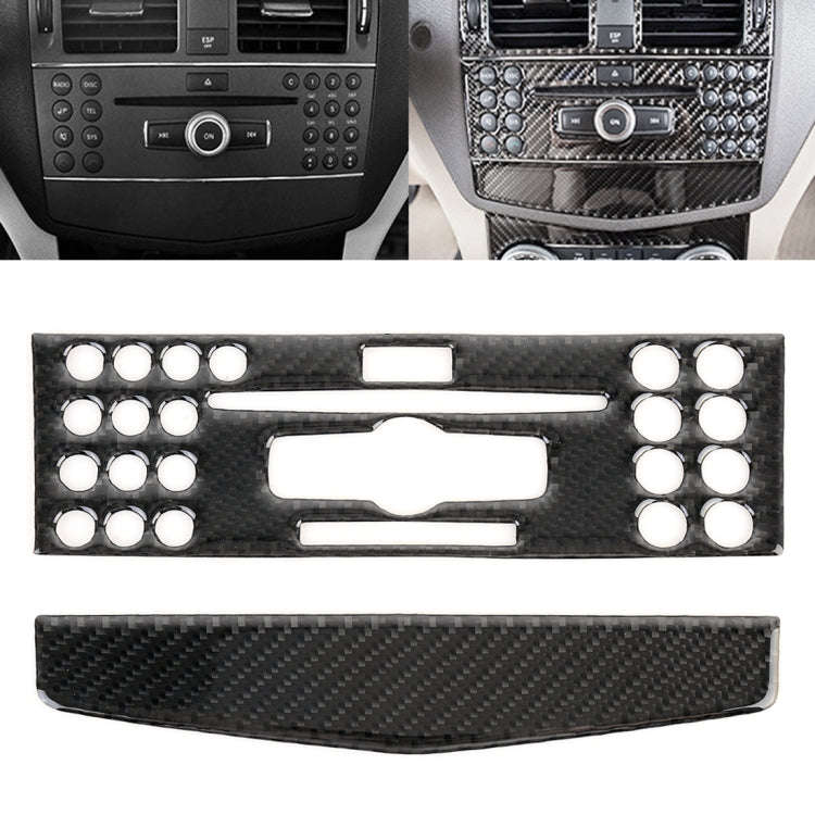 2 PCS Car CD Adjustment Frame Carbon Fiber Decorative Sticker for Mercedes-Benz W204 2007-2010