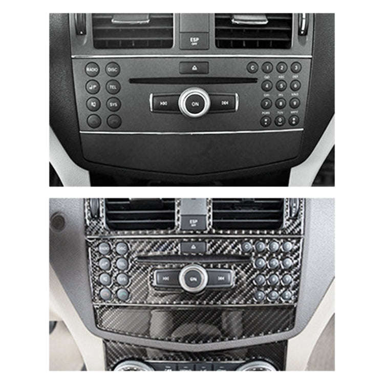 2 PCS Car CD Adjustment Frame Carbon Fiber Decorative Sticker for Mercedes-Benz W204 2007-2010