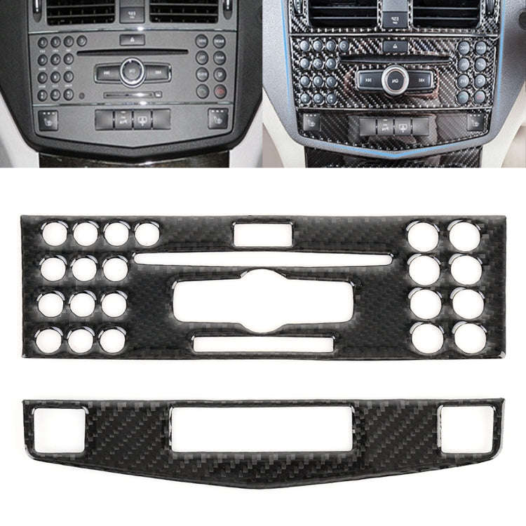 2 PCS Car CD Adjustment Frame Carbon Fiber Decorative Sticker for Mercedes-Benz W204 2007-2010, R...