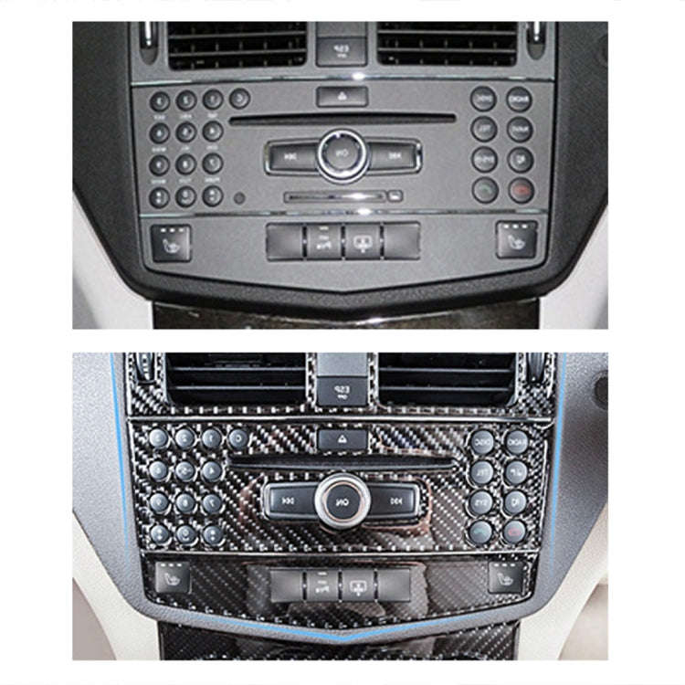2 PCS Car CD Adjustment Frame Carbon Fiber Decorative Sticker for Mercedes-Benz W204 2007-2010, R...