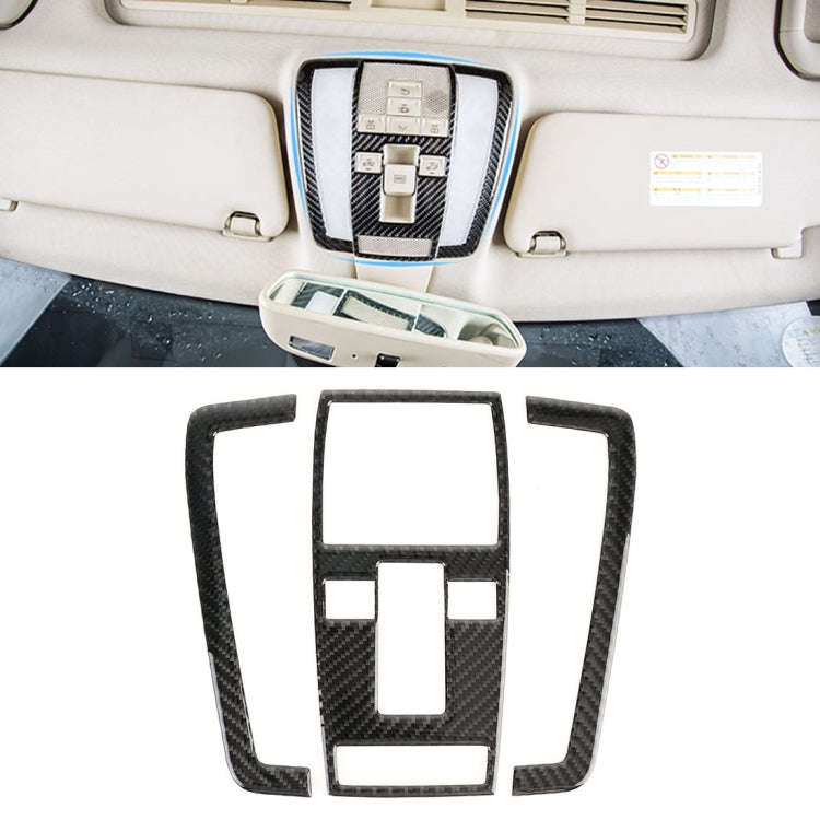3 PCS Car Front Dome Light Panel Carbon Fiber Decorative Sticker for Mercedes-Benz W204 2007-2013