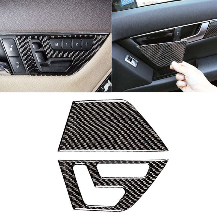 2 PCS Car Front Door Seat Adjustment Frame Carbon Fiber Decorative Sticker for Mercedes-Benz W204...