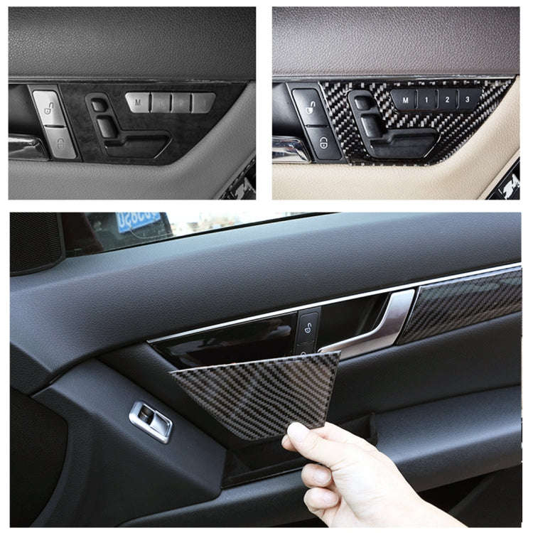 2 PCS Car Front Door Seat Adjustment Frame Carbon Fiber Decorative Sticker for Mercedes-Benz W204...