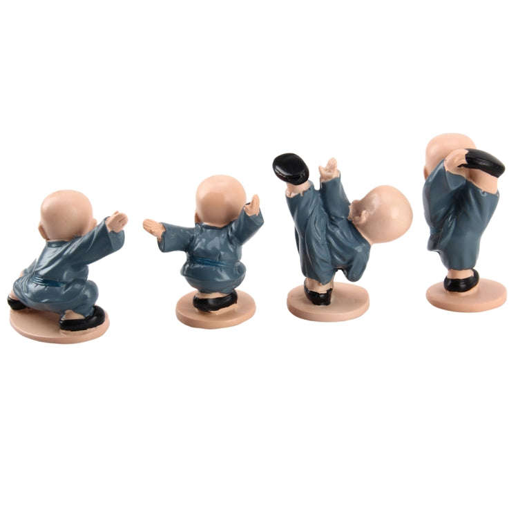 4 PCS/Lot Cute Automotive Interiors Little Monk Ornaments Resin Cute Chinese Kung Fu Monk Car Hom...