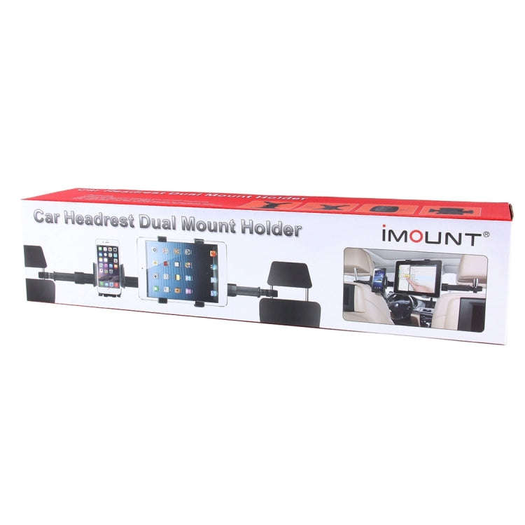 IMOUNT Car Headrest Mount 2 in 1 Car Back Seat Headrest Mount Tablet and Phone Holder with 360 De...