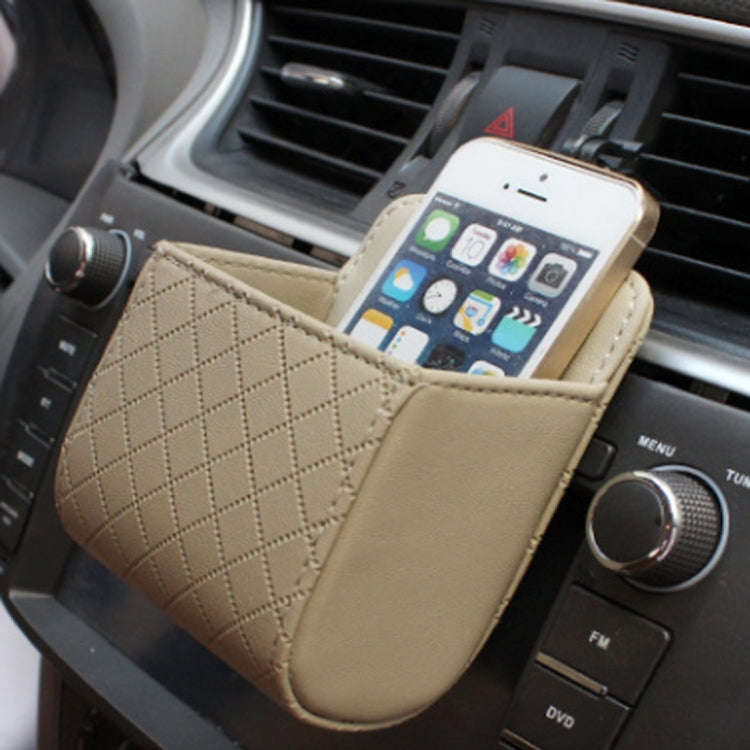 Car Air Vent Mobile Cellphone Pocket Bag Pouch Box Storage Organizer Carrying Case(Khaki)