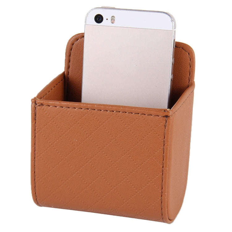 Car Air Vent Mobile Cellphone Pocket Bag Pouch Box Storage Organizer Carrying Case(Brown)