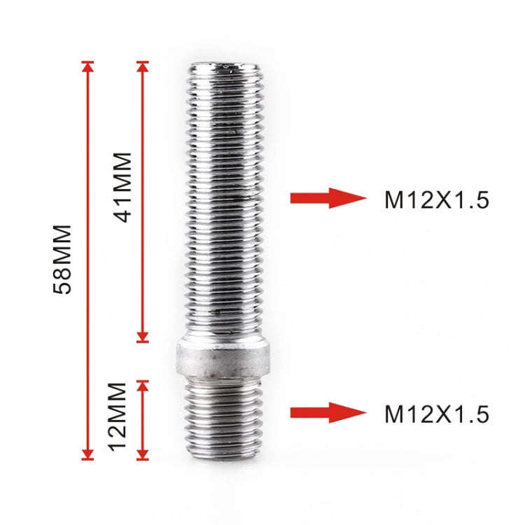 20 PCS 5.8cm Universal Car Modification Extended Wheels Stud Conversion M12x1.5 to M12x1.5 Screw ...