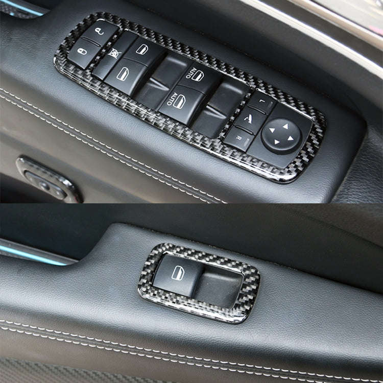 4 PCS Car Window Lift Switch Panel Carbon Fiber Decorative Sticker for Jeep Grand Cherokee 2011-2018