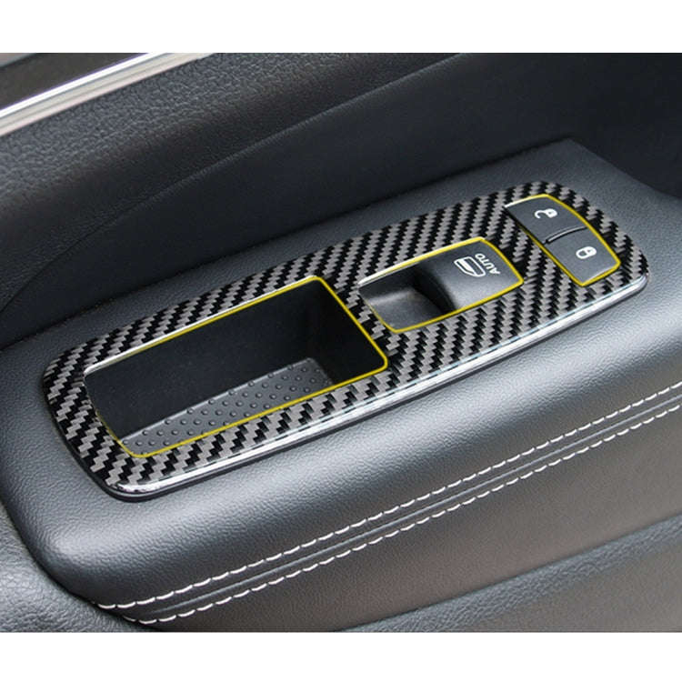 4 PCS Car Window Lift Switch Panel Carbon Fiber Decorative Sticker for Jeep Grand Cherokee 2011-2018