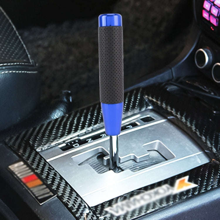 Metal Leather Long Column Car Shift Knob, Size: 18x3.3cm (Blue)