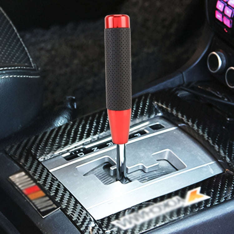 Metal Leather Long Column Car Shift Knob, Size: 18x3.3cm (Red)