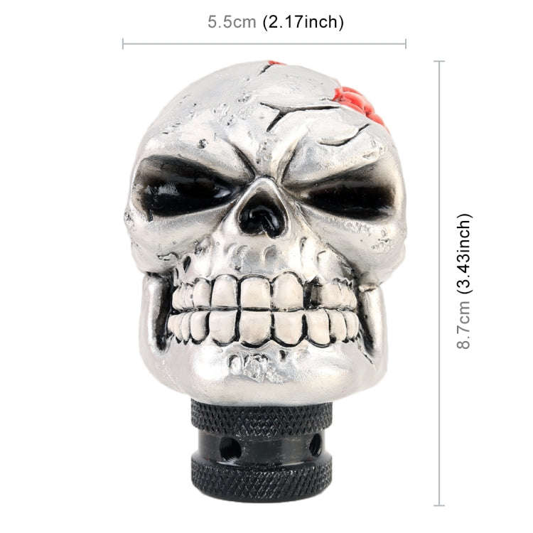 Universal Skull Head Shape Manual or Automatic Gear Shift Knob, Size: 8.7x5.5cm (Silver)