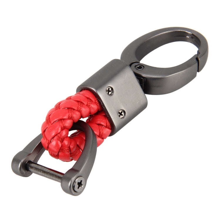 Weaving Band Metal Car Key Ring Braided Belt Key Chain(Red)