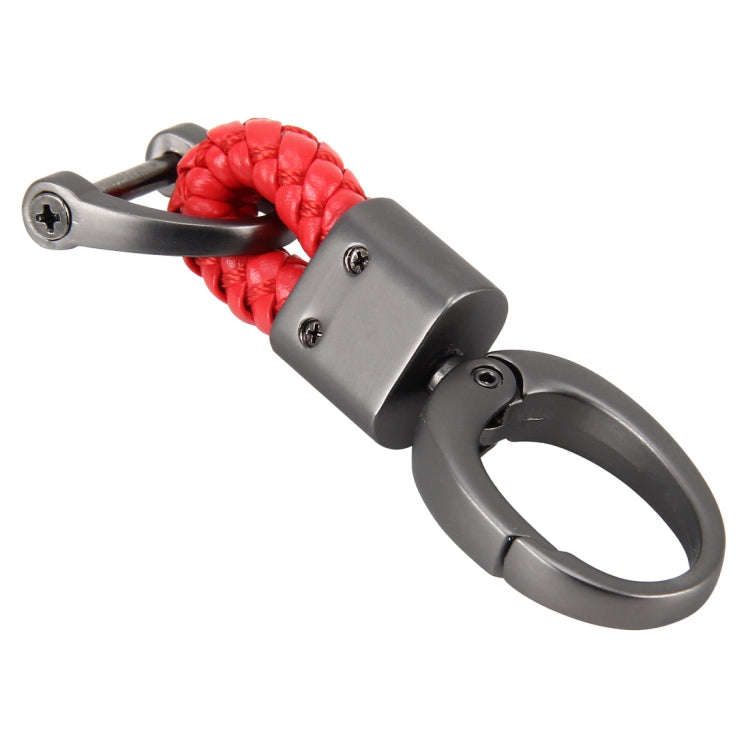 Weaving Band Metal Car Key Ring Braided Belt Key Chain(Red)