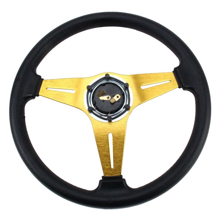 35cm PU Racing Sport Hand Wheel Car Modified Steering Wheel(Gold)