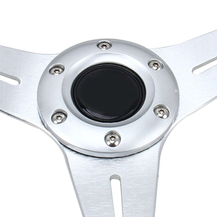 35cm PU Racing Sport Hand Wheel Car Modified Steering Wheel(Silver)