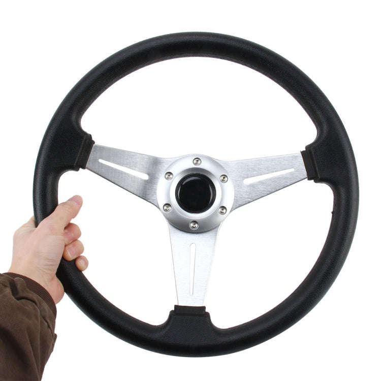 35cm PU Racing Sport Hand Wheel Car Modified Steering Wheel(Silver)