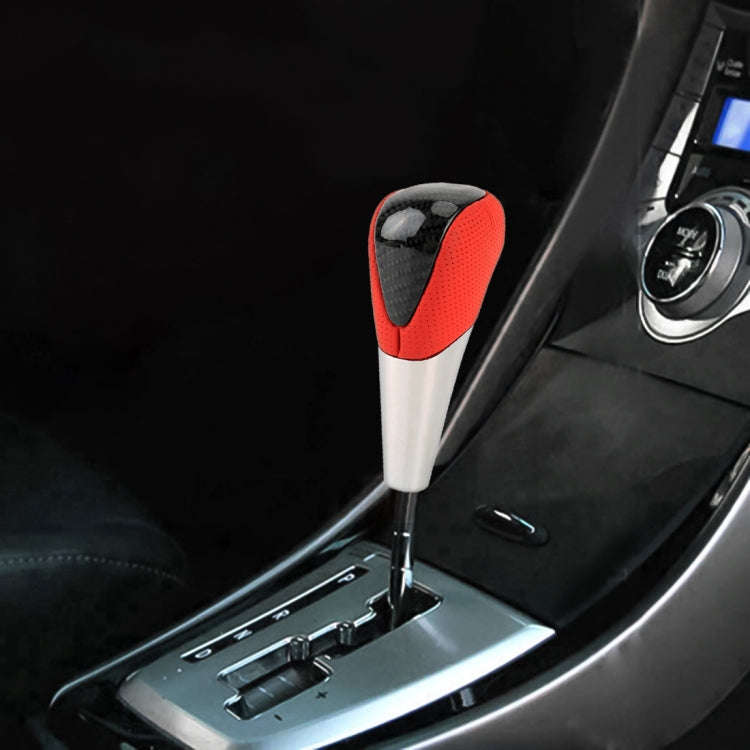 Universal High Carbon Fiber Texture Leather Hole Pattern Car Gear Shift Knob Modified Shifter Lev...